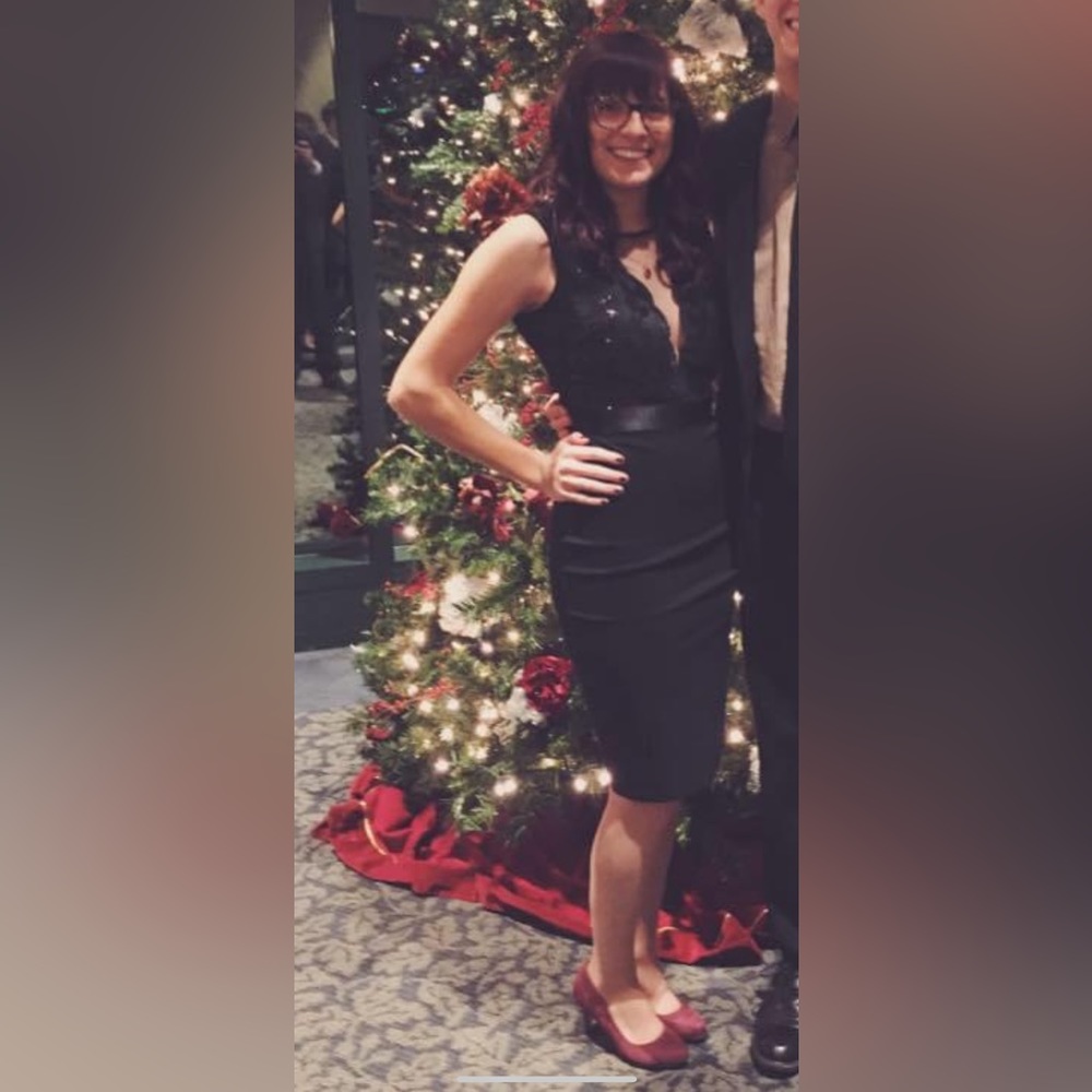 Black Sequin Bodycon Midi Dress Small